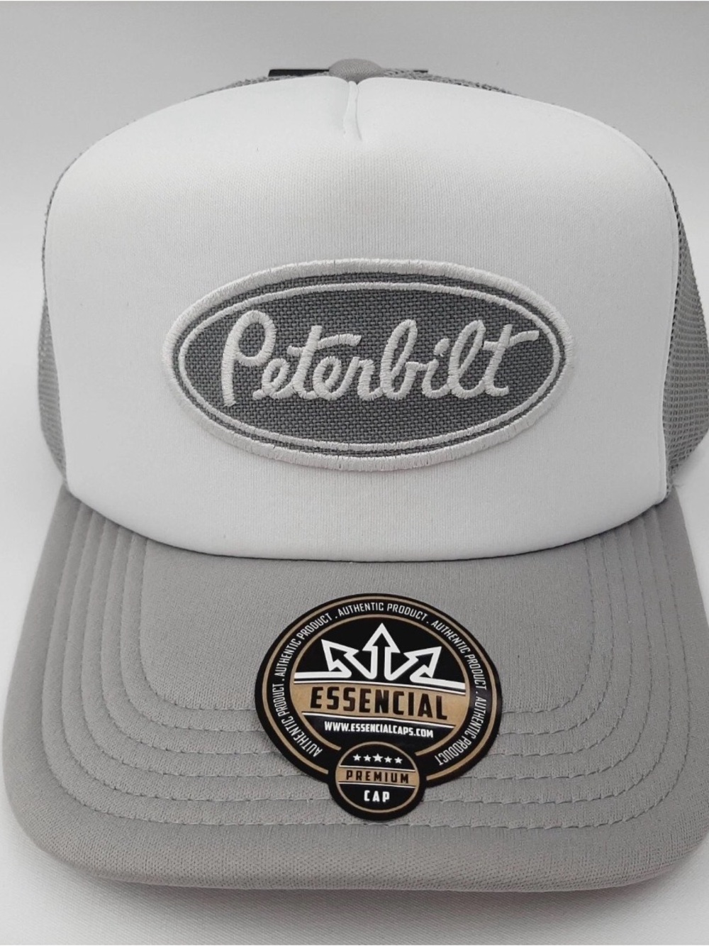 Peterbilt Baseball Cap Hat Foam Trucker Mesh Snapback Gray Embroidered Patch